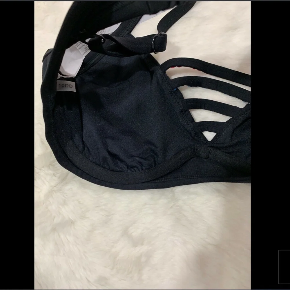 NWT Seafolly Desert Tribe‎ Underwire Bikini Top Black [SZ 6DD US/ 10DD AU]